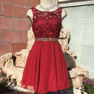 NEW DANCING QUEEN Short Dress Embroidered Bodice Crystals Sleeveless Various Jr